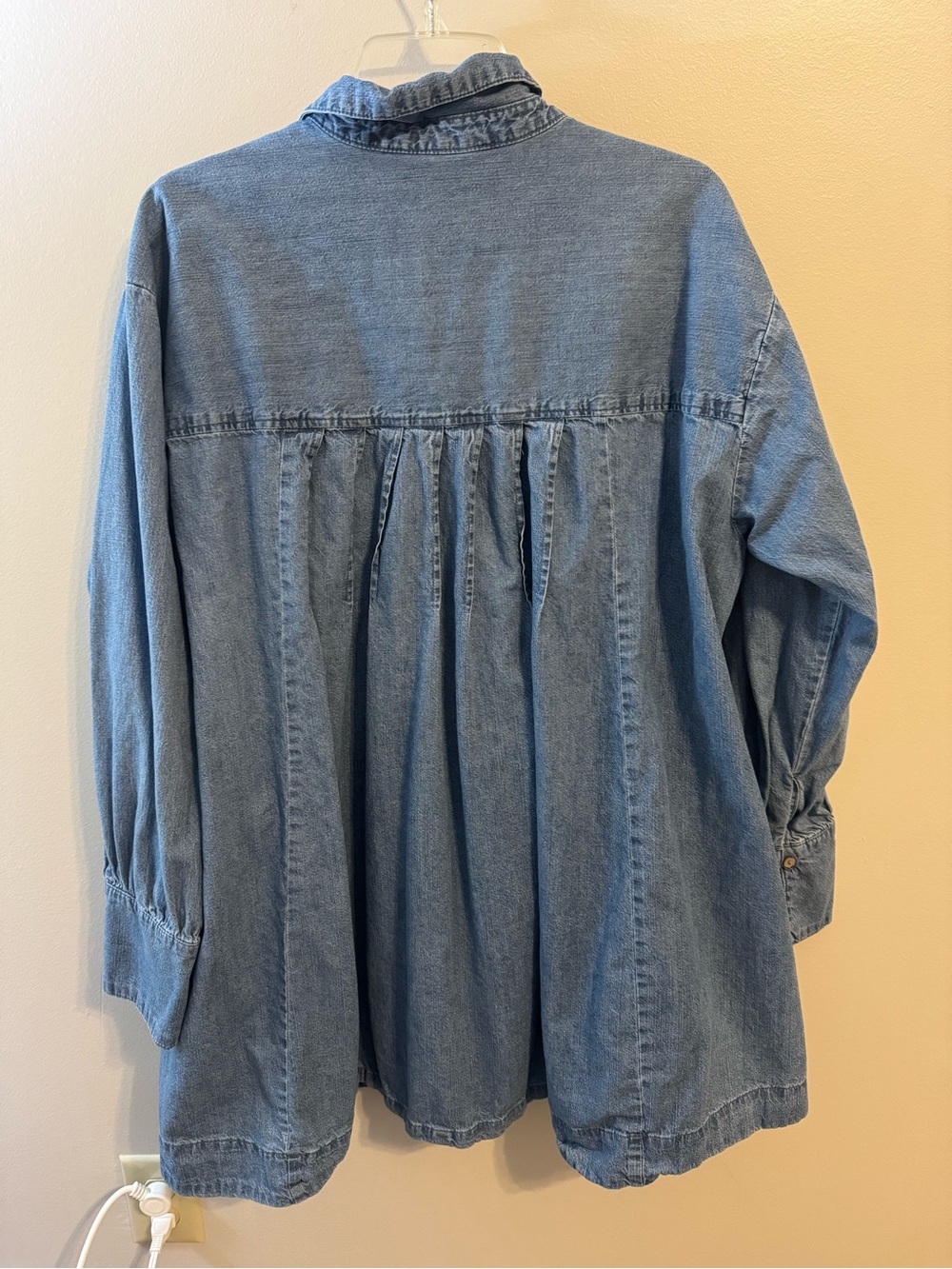 Blue Denim Button-Front Peplum Free People Dress - Picture 2 of 4
